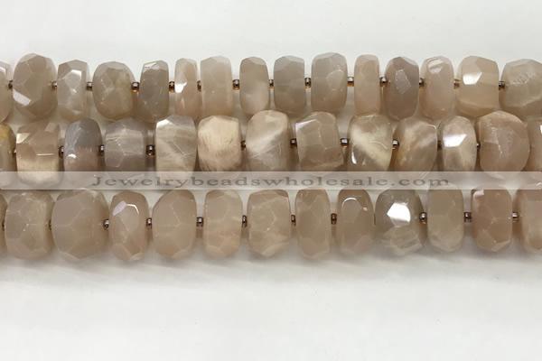 CMS1666 15.5 inches 6*13mm - 8*14mm faceted tyre moonstone beads