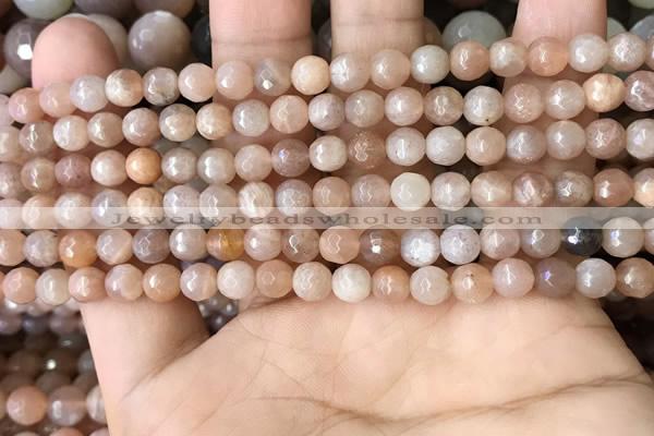 CMS1677 15.5 inches 4mm faceted round moonstone beads wholesale