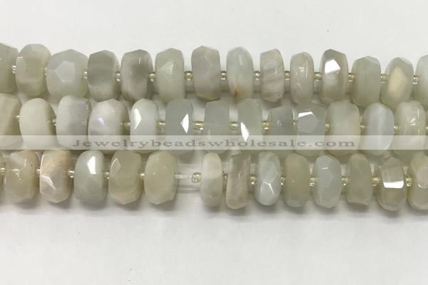 CMS1770 15.5 inches 6*13mm - 8*14mm faceted tyre moonstone beads