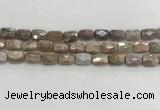 CMS1781 15.5 inches 8*12mm faceted rectangle AB-color moonstone beads