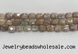 CMS1782 15.5 inches 10*12mm faceted rectangle AB-color moonstone beads