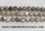 CMS1790 15.5 inches 12mm faceted coin AB-color moonstone beads