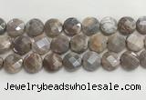 CMS1793 15.5 inches 18mm faceted coin AB-color moonstone beads