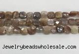 CMS1829 15.5 inches 12*12mm faceted square AB-color moonstone beads