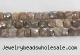 CMS1830 15.5 inches 14*14mm faceted square AB-color moonstone beads