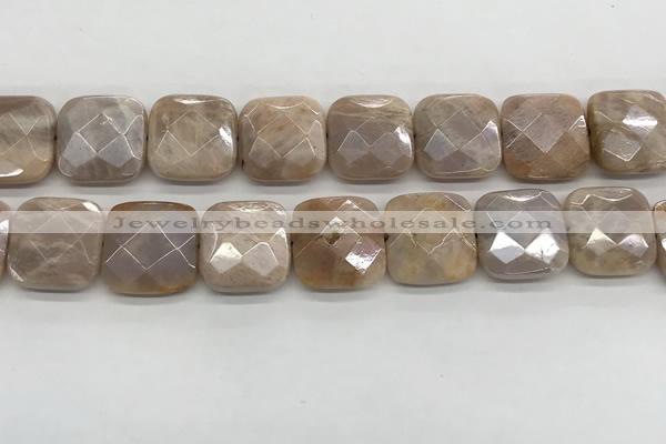 CMS1833 15.5 inches 20*20mm faceted square AB-color moonstone beads