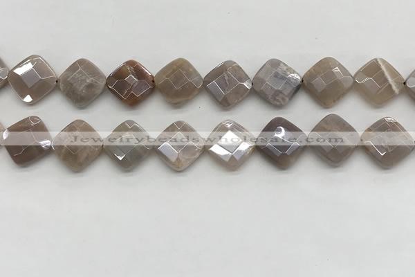 CMS1835 15.5 inches 15*15mm faceted diamond AB-color moonstone beads