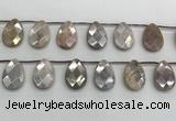 CMS1840 18*25mm faceted flat teardrop AB-color moonstone beads