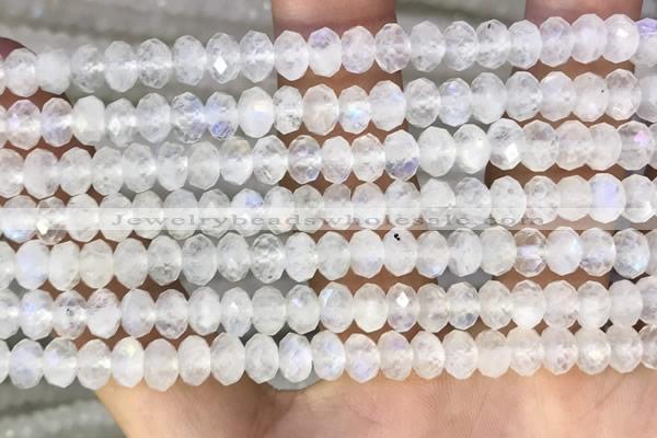 CMS1867 15.5 inches 4*6mm faceted rondelle white moonstone beads