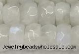 CMS1912 15.5 inches 6*10mm faceted rondelle white moonstone beads