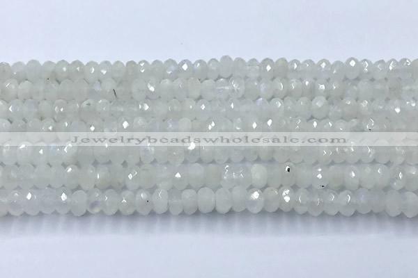 CMS2121 15 inches 4*6mm faceted rondelle white moonstone beads