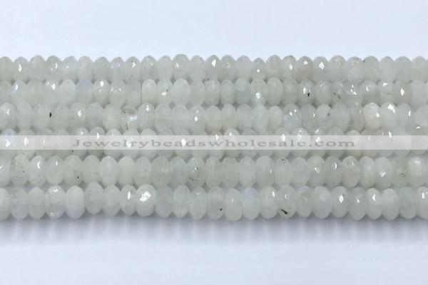 CMS2122 15 inches 6*8mm faceted rondelle white moonstone beads