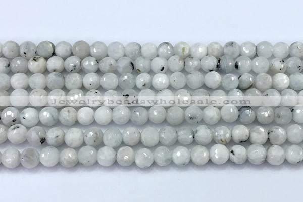 CMS2140 15 inches 6mm faceted round white moonstone beads