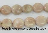 CMS22 15.5 inches 12mm flat round moonstone gemstone beads wholesale