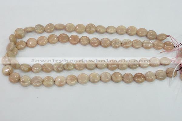 CMS22 15.5 inches 12mm flat round moonstone gemstone beads wholesale