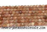 CMS2258 15 inches 6mm faceted round orange moonstone beads