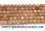 CMS2259 15 inches 8mm faceted round orange moonstone beads