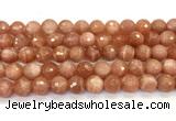 CMS2260 15 inches 10mm faceted round orange moonstone beads