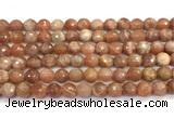 CMS2281 15 inches 8mm faceted round moonstone beads