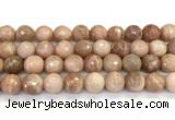 CMS2283 15 inches 12mm faceted round moonstone beads