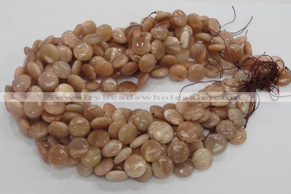 CMS23 15.5 inches 14mm flat round moonstone gemstone beads wholesale