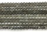 CMS2300 15 inches 4mm round black moonstone beads wholesale