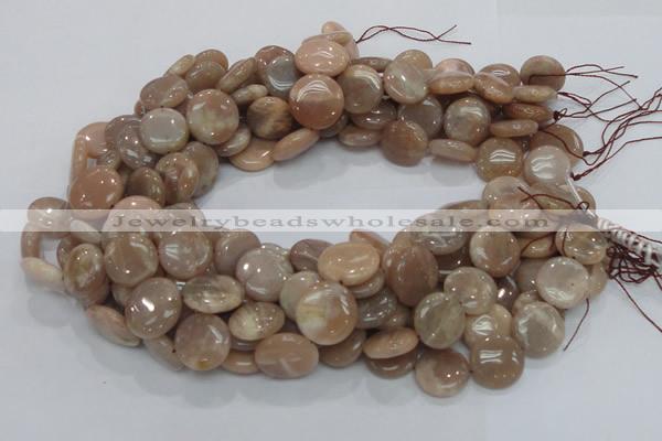 CMS24 15.5 inches 18mm flat round moonstone gemstone beads wholesale