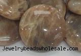 CMS25 15.5 inches 30mm flat round moonstone gemstone beads wholesale