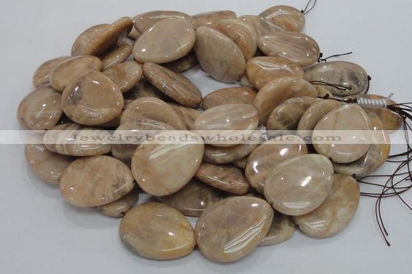 CMS32 15.5 inches 30*40mm flat teardrop moonstone gemstone beads