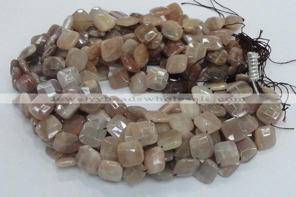 CMS42 15.5 inches 14*14mm faceted diamond moonstone gemstone beads