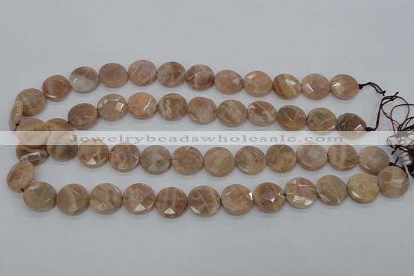 CMS47 15.5 inches 16mm faceted coin moonstone gemstone beads