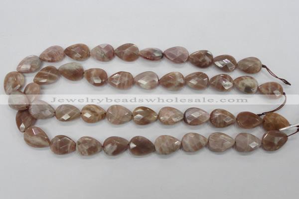 CMS54 15.5 inches 13*18mm faceted flat teardrop moonstone beads