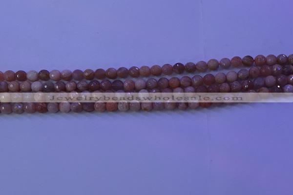 CMS570 15.5 inches 6mm faceted round moonstone gemstone beads