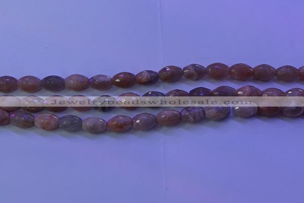 CMS582 15.5 inches 8*11mm faceted rice moonstone gemstone beads