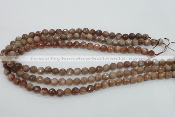 CMS59 15.5 inches 8mm faceted round moonstone gemstone beads