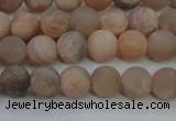 CMS602 15.5 inches 8mm round matte natural moonstone beads