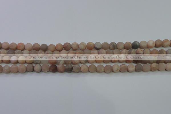 CMS602 15.5 inches 8mm round matte natural moonstone beads