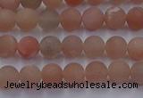 CMS610 15.5 inches 4mm round matte moonstone beads wholesale