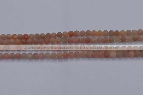 CMS610 15.5 inches 4mm round matte moonstone beads wholesale