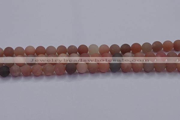 CMS613 15.5 inches 10mm round matte moonstone beads wholesale