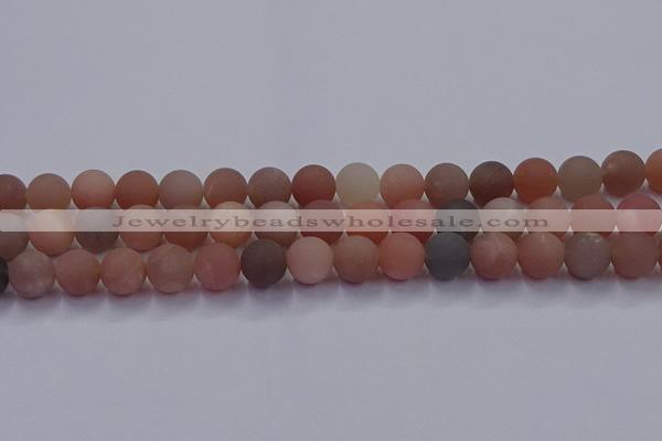 CMS614 15.5 inches 12mm round matte moonstone beads wholesale