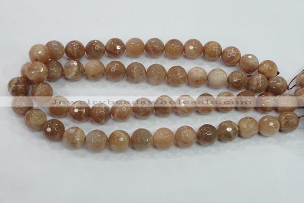 CMS62 15.5 inches 14mm faceted round moonstone gemstone beads