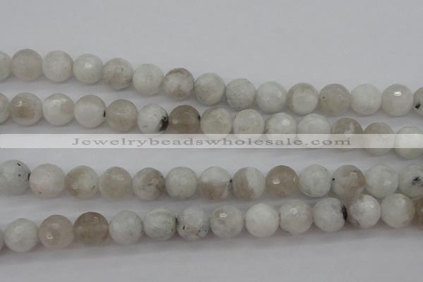 CMS803 15.5 inches 10mm faceted round white moonstone beads