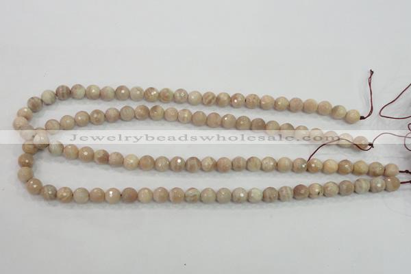 CMS83 15.5 inches 8mm faceted round moonstone gemstone beads