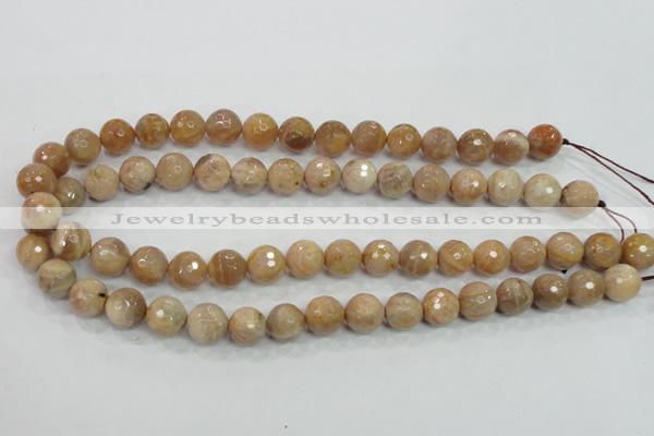 CMS85 15.5 inches 12mm faceted round moonstone gemstone beads