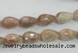 CMS88 15.5 inches 8*12mm faceted teardrop moonstone gemstone beads