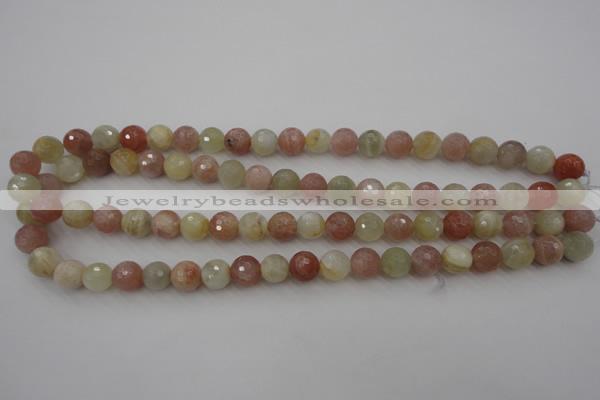 CMS880 15.5 inches 10mm faceted round moonstone gemstone beads