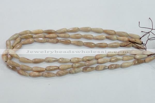 CMS90 15.5 inches 7*18mm faceted teardrop moonstone gemstone beads