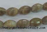 CMS92 15.5 inches 10*14mm faceted rice moonstone gemstone beads