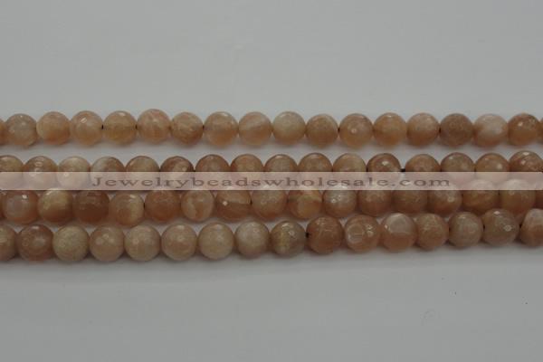 CMS942 15.5 inches 8mm faceted round A grade moonstone gemstone beads